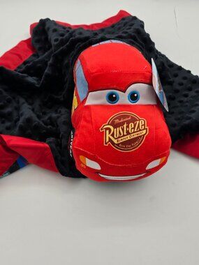 Lovey flash Lightning McQueen Cars Plush Security Blanket, double minky 21 x 25.